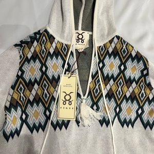 FIGUE- white sweatshirt, multi color, small.
